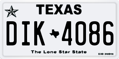 TX license plate DIK4086
