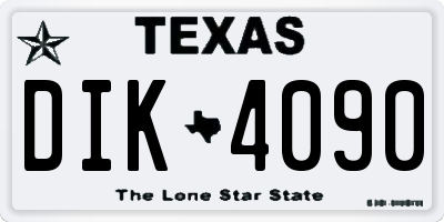 TX license plate DIK4090