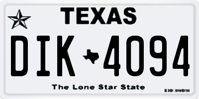 TX license plate DIK4094
