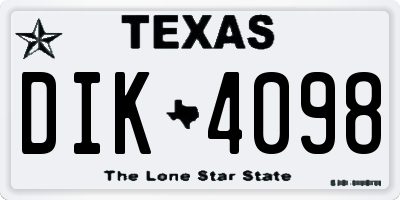 TX license plate DIK4098