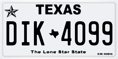 TX license plate DIK4099