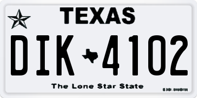 TX license plate DIK4102