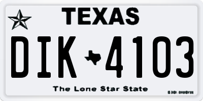 TX license plate DIK4103