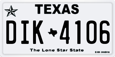 TX license plate DIK4106