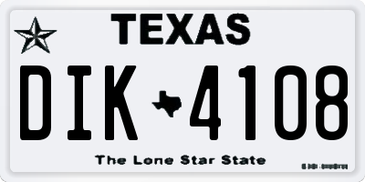 TX license plate DIK4108
