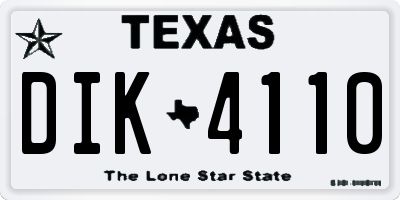 TX license plate DIK4110