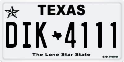 TX license plate DIK4111