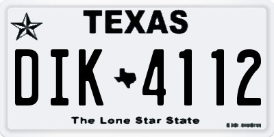 TX license plate DIK4112