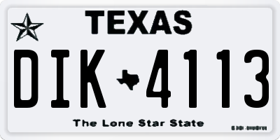 TX license plate DIK4113