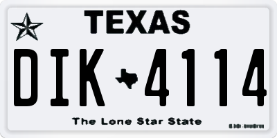 TX license plate DIK4114