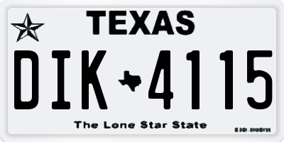 TX license plate DIK4115