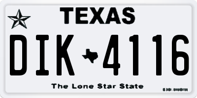 TX license plate DIK4116