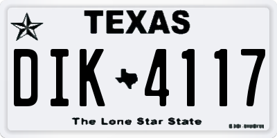 TX license plate DIK4117