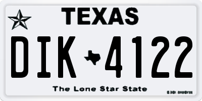 TX license plate DIK4122