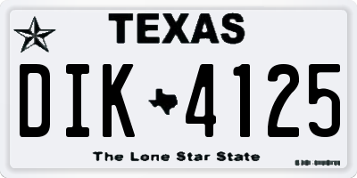 TX license plate DIK4125