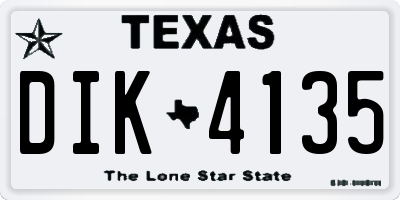 TX license plate DIK4135