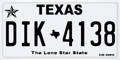 TX license plate DIK4138