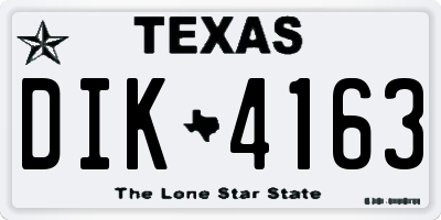 TX license plate DIK4163