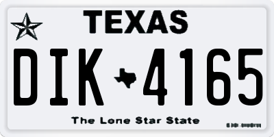 TX license plate DIK4165