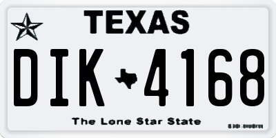 TX license plate DIK4168