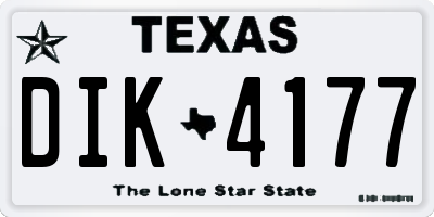 TX license plate DIK4177