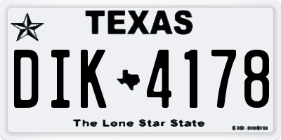 TX license plate DIK4178