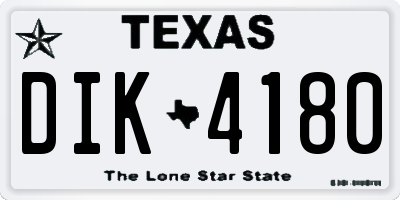 TX license plate DIK4180