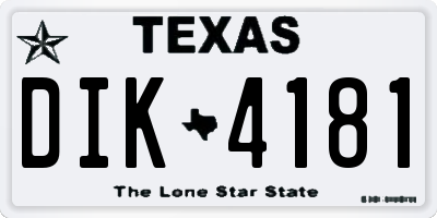 TX license plate DIK4181