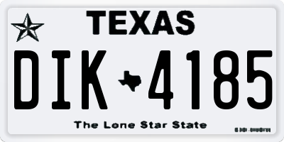 TX license plate DIK4185