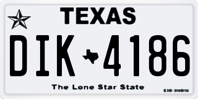 TX license plate DIK4186