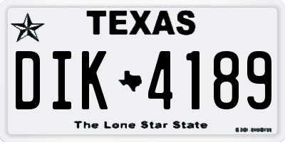 TX license plate DIK4189