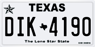TX license plate DIK4190
