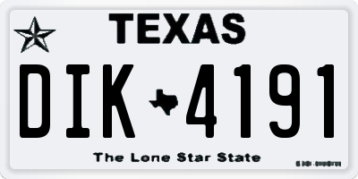 TX license plate DIK4191