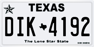 TX license plate DIK4192