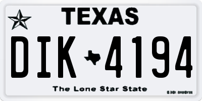 TX license plate DIK4194