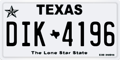 TX license plate DIK4196