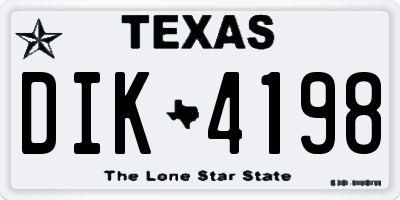 TX license plate DIK4198