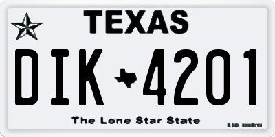 TX license plate DIK4201