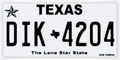 TX license plate DIK4204