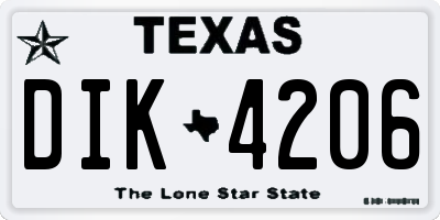 TX license plate DIK4206