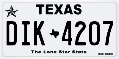 TX license plate DIK4207