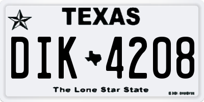 TX license plate DIK4208