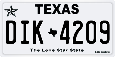 TX license plate DIK4209