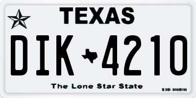 TX license plate DIK4210