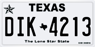 TX license plate DIK4213