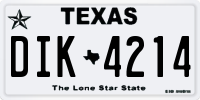 TX license plate DIK4214