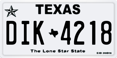TX license plate DIK4218
