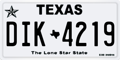TX license plate DIK4219