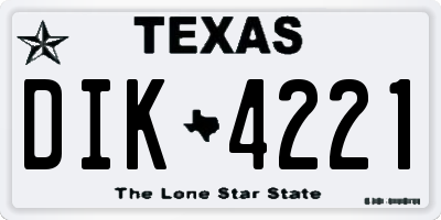 TX license plate DIK4221