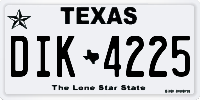 TX license plate DIK4225